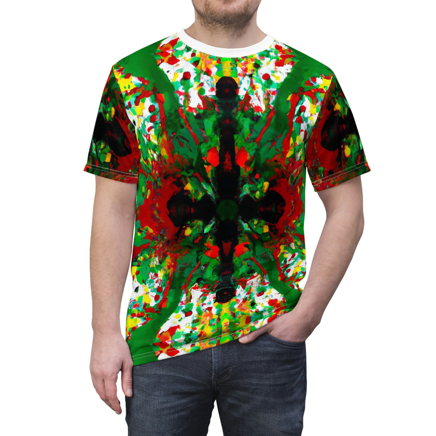 Rasta Kaleidescope Cross - AI Art - T-Shirt