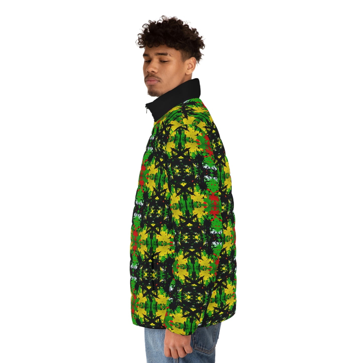 Rasta Star 1 - AI Art - Men's Puffer Jacket