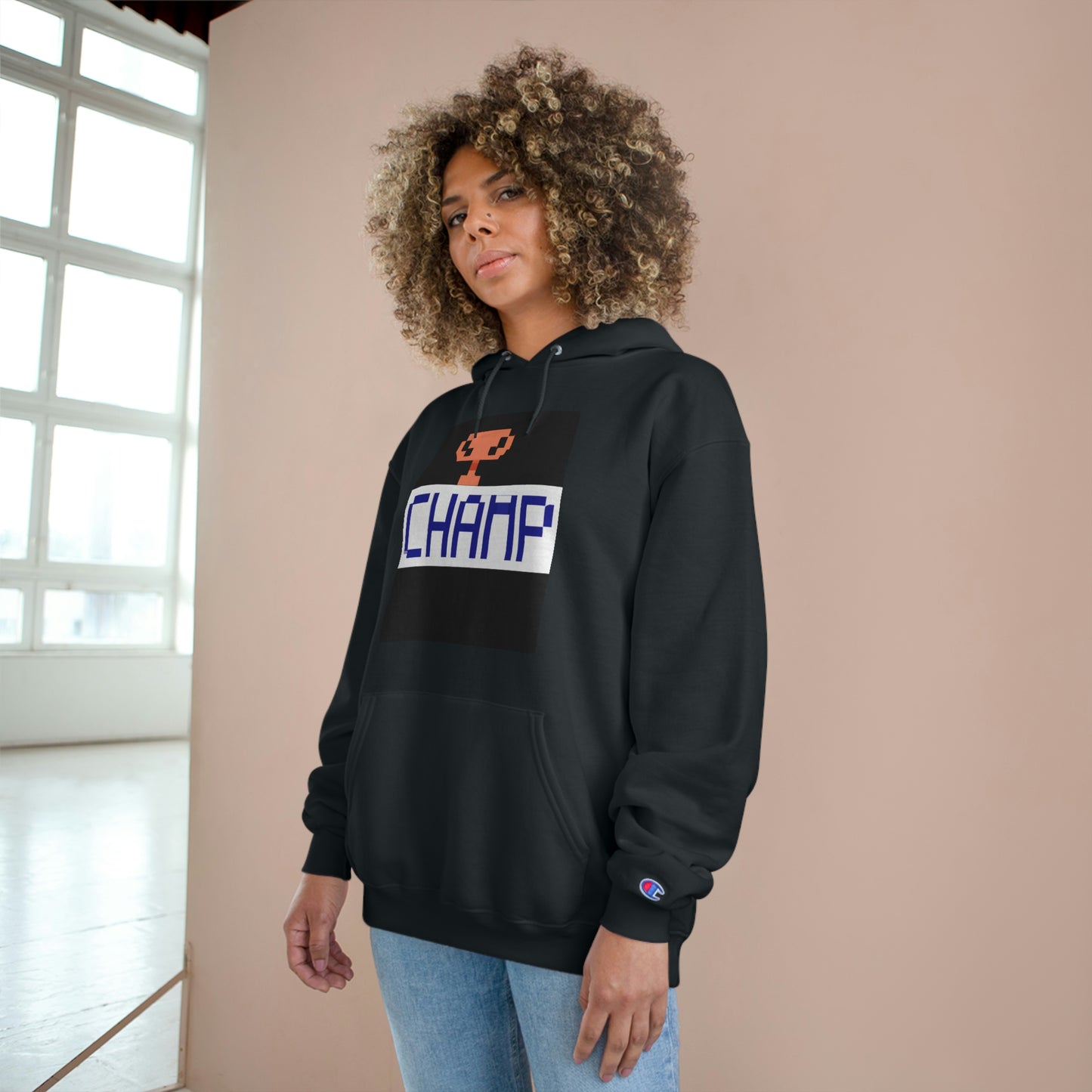 CHAMP Trophy Logo (Pixel) - AI Art - Champion Hoodie