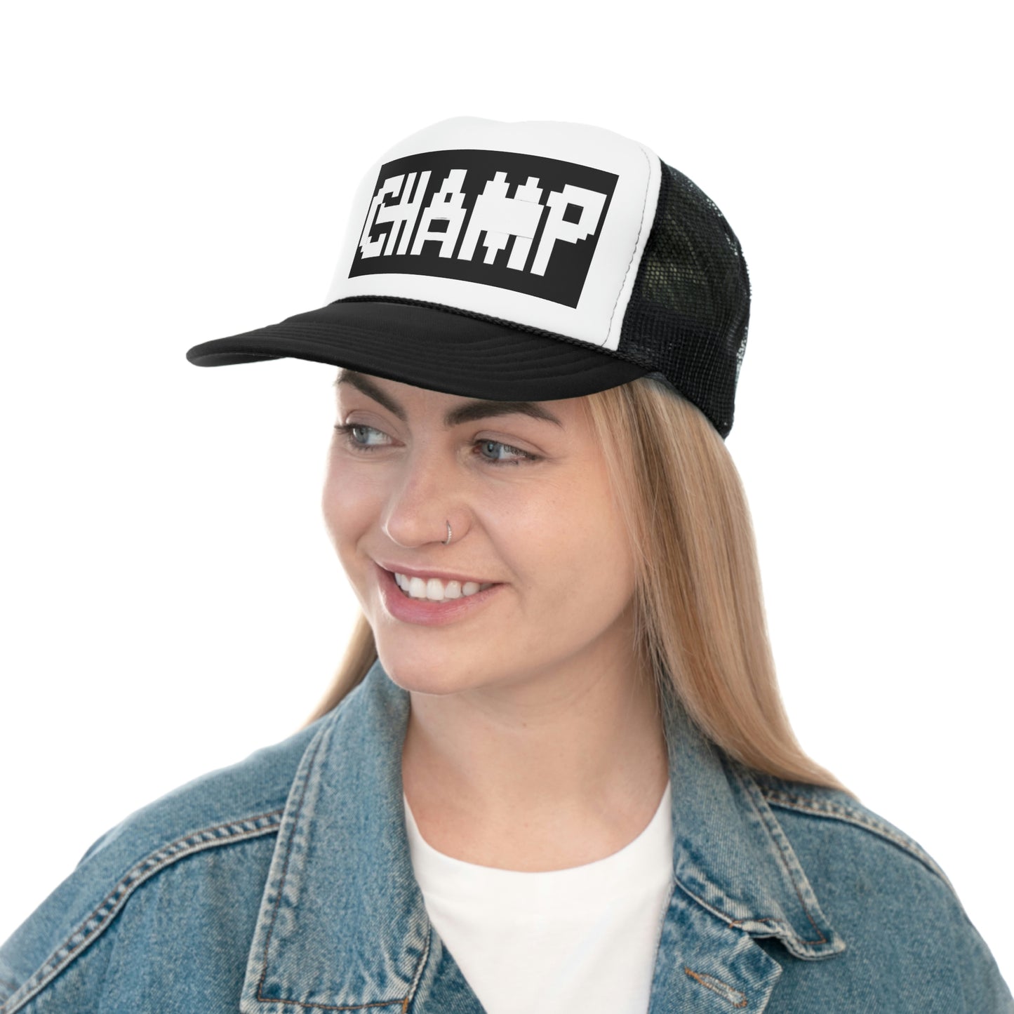 CHAMP Logo 9 B&W - AI Art - Trucker Caps