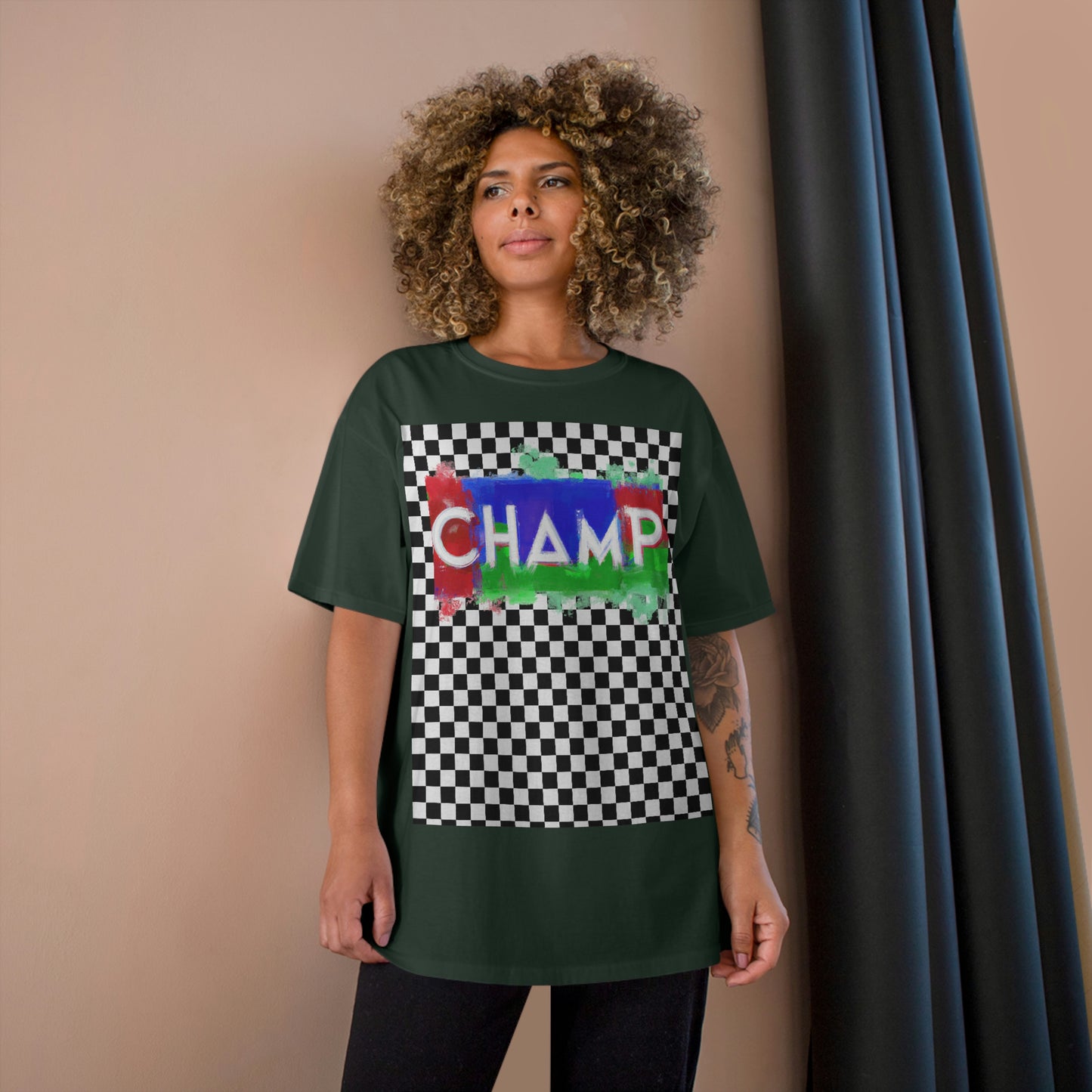 Checkered (CHAMP Logo 1) - Champion T-Shirt