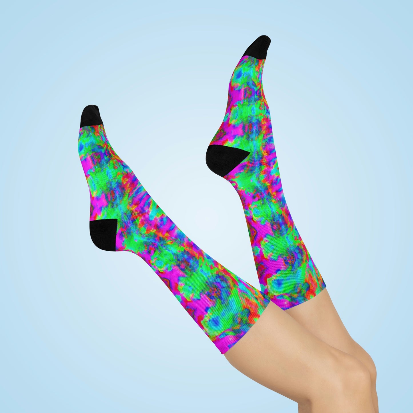 Hyperwave Tie-Dye 5 - AI Art - Crew Socks