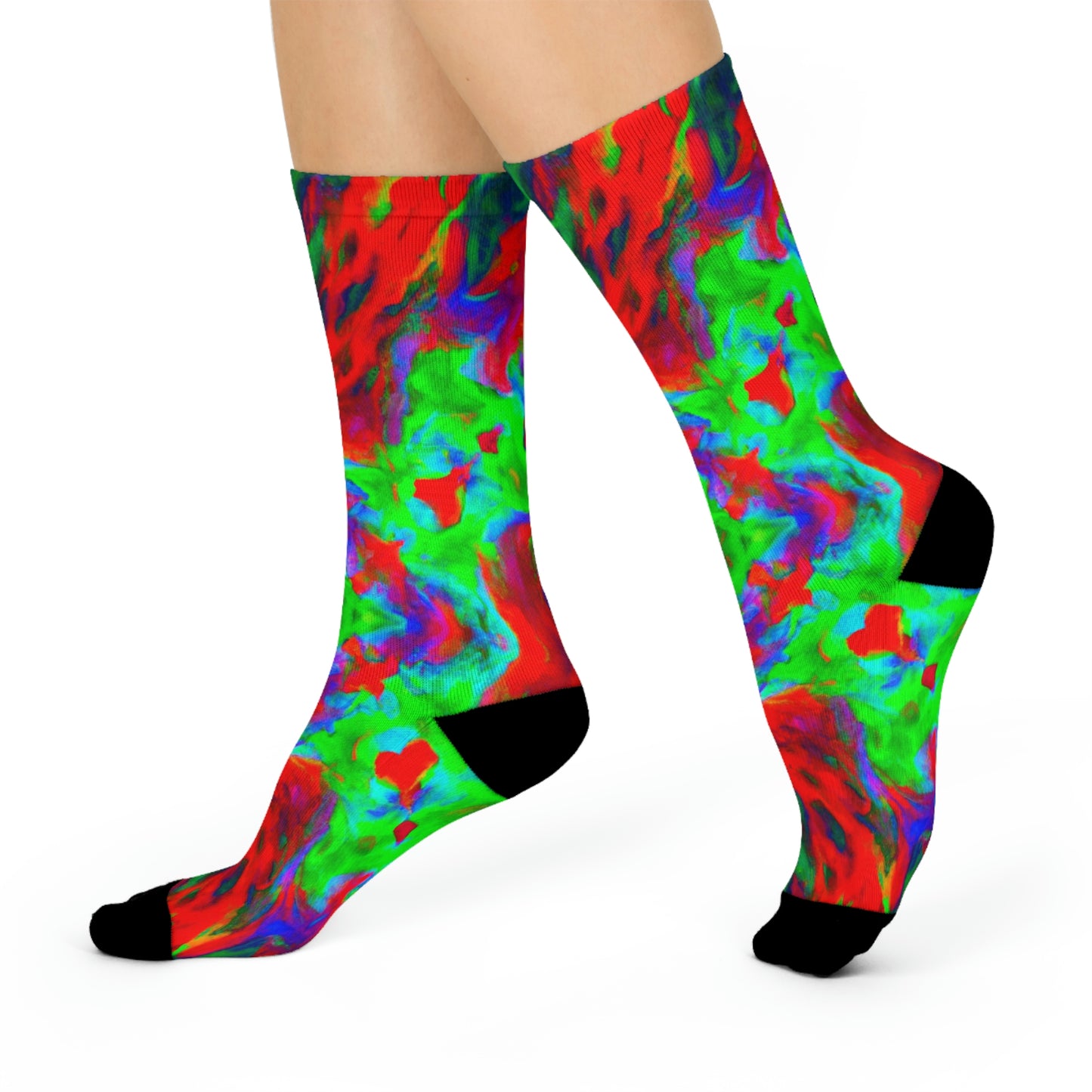 Hyperwave Tie-Dye 7 Alien Socks - AI Art - Crew Socks