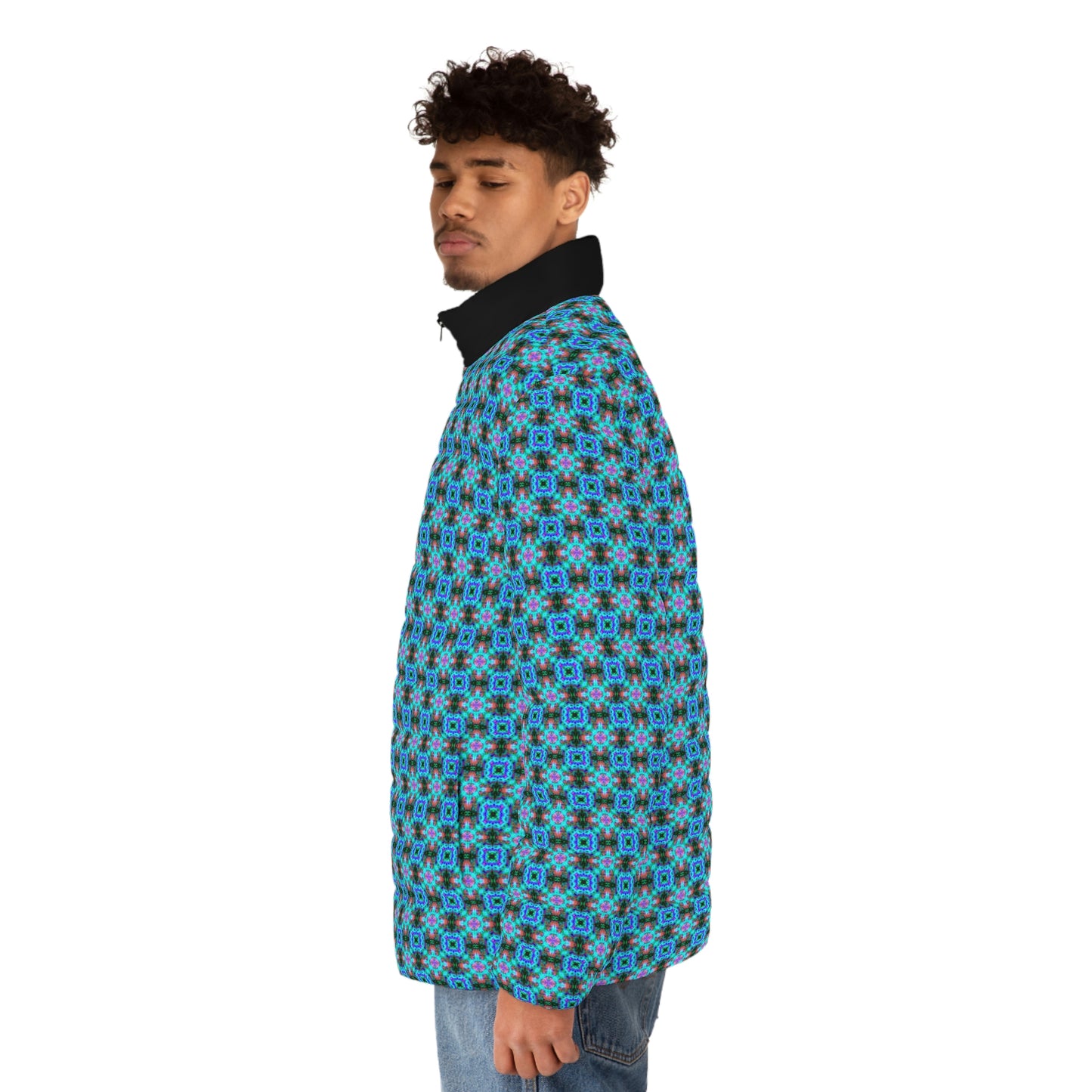 Hyperwave Fractal 1 Spaceballer Jacket - AI Art - Men's Puffer Jacket