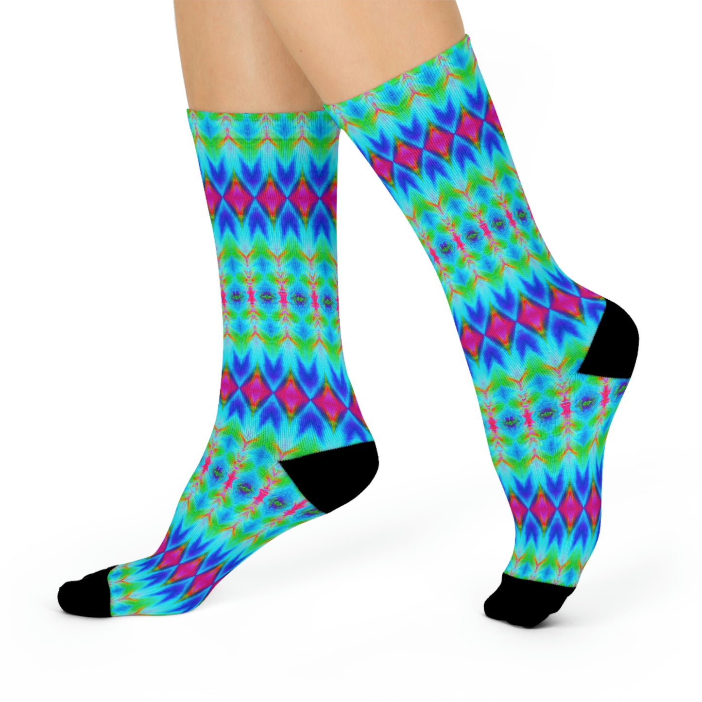 Hyperwave Argyle 1 - AI Art - Crew Socks