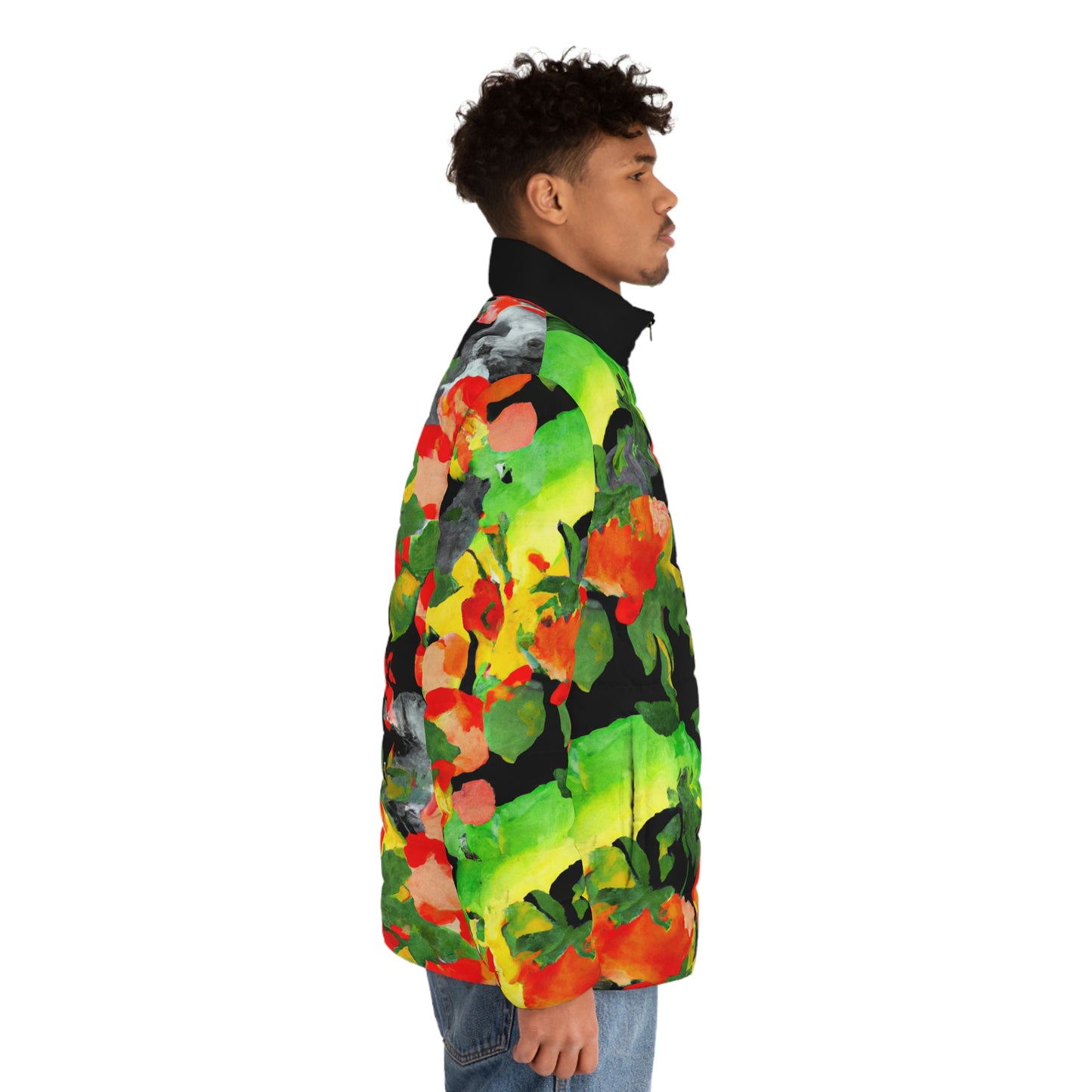 Peach Tree Watercolor Spaceballer Jacket - AI Art - Men's Puffer Jacket