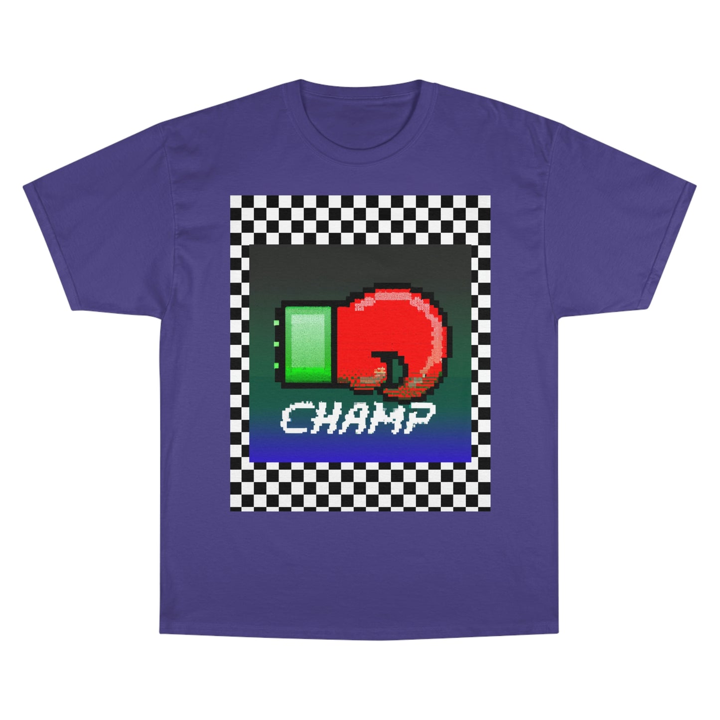 Checkered (CHAMP Logo 4 8-bit Boxing Glove) - Champion T-Shirt