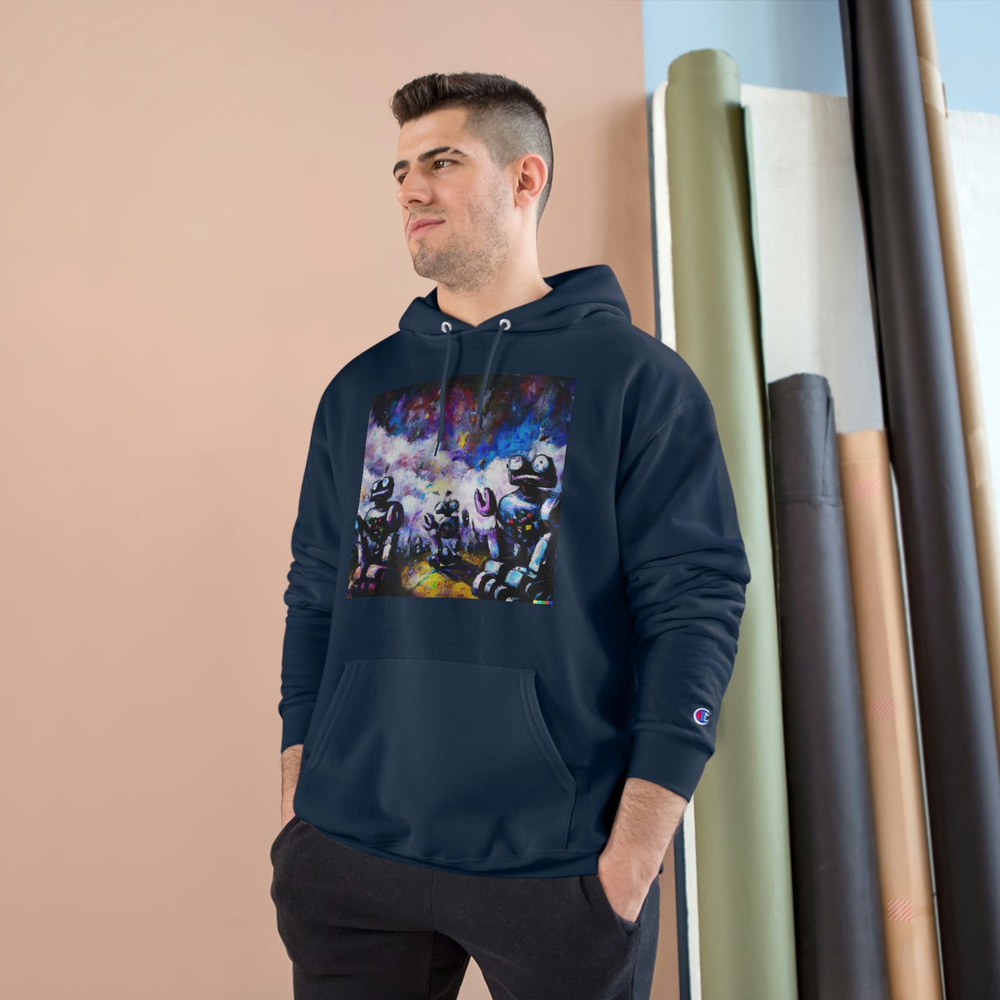 Robots in Space 3 - AI Art - Champion Hoodie