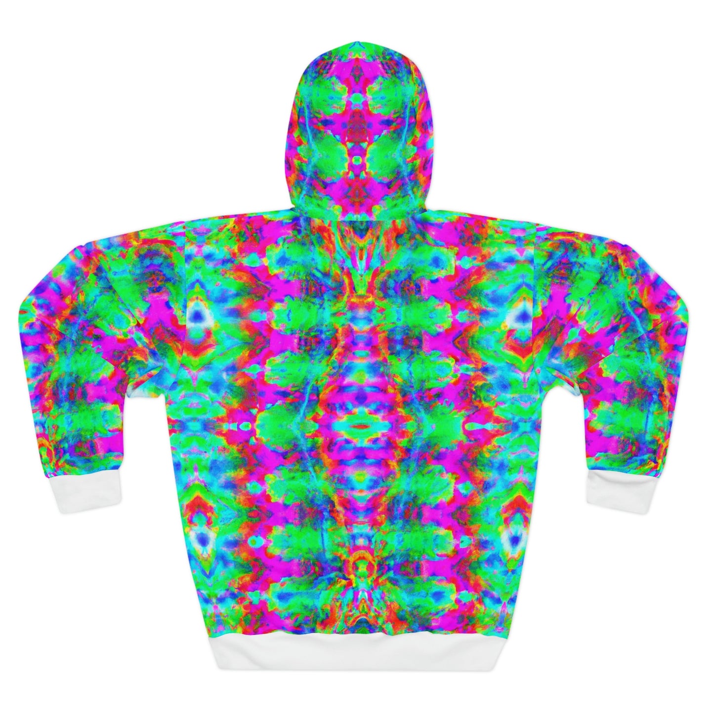 Hyperwave Tie-Dye 5 (Fully Patterned Hood) - AI Art - Pullover Hoodie