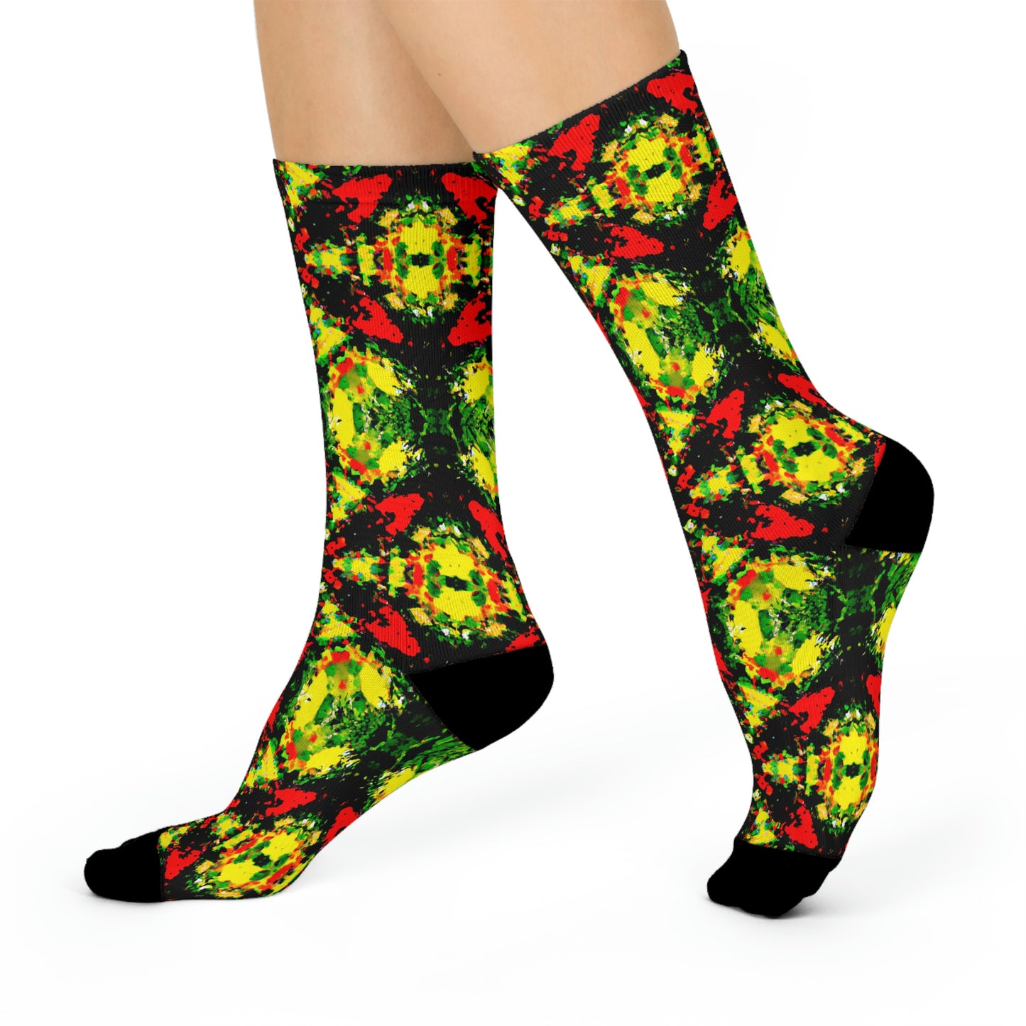 Rasta Star 2 - AI Art - Crew Socks