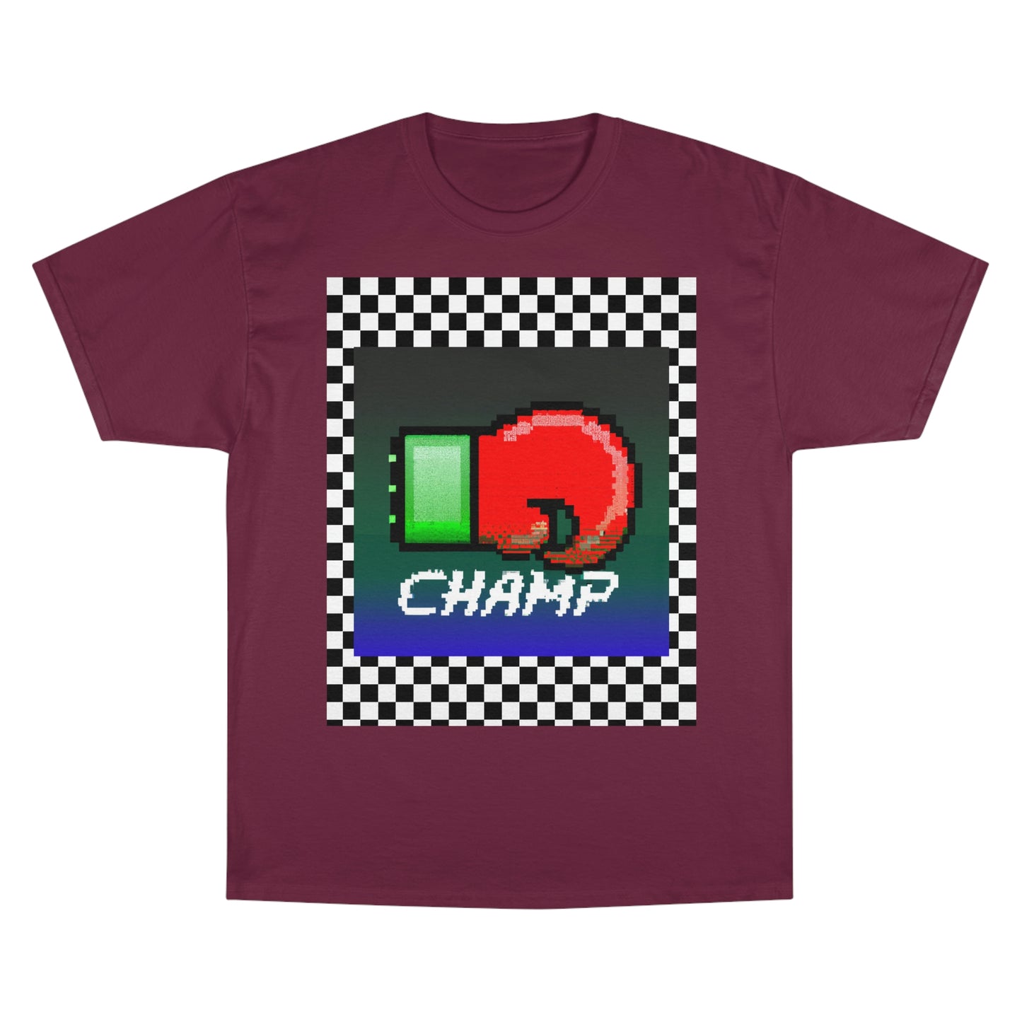 Checkered (CHAMP Logo 4 8-bit Boxing Glove) - Champion T-Shirt