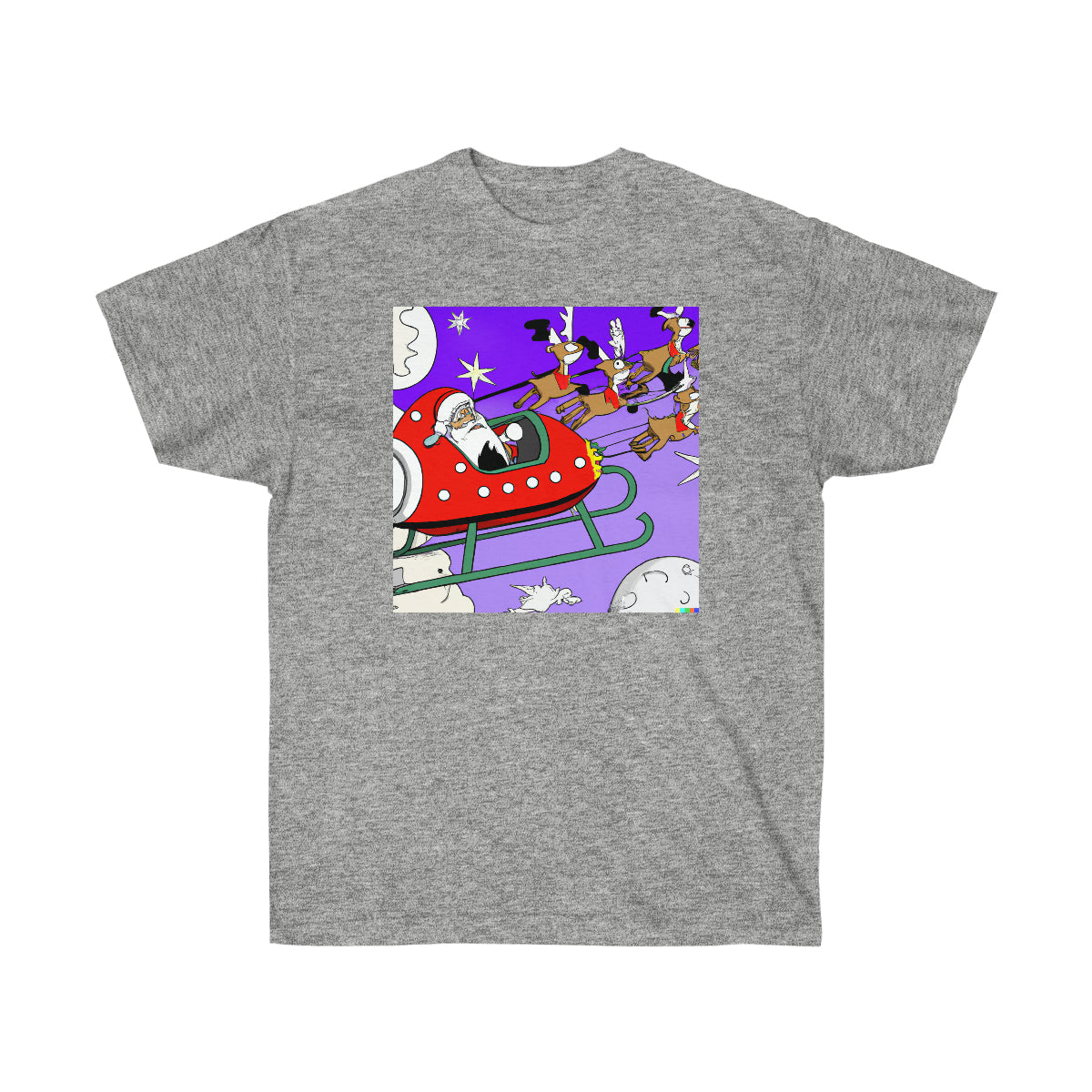 Santa Reindeer Rocketsleigh - AI Cartoon Art - Ultra Cotton Tee