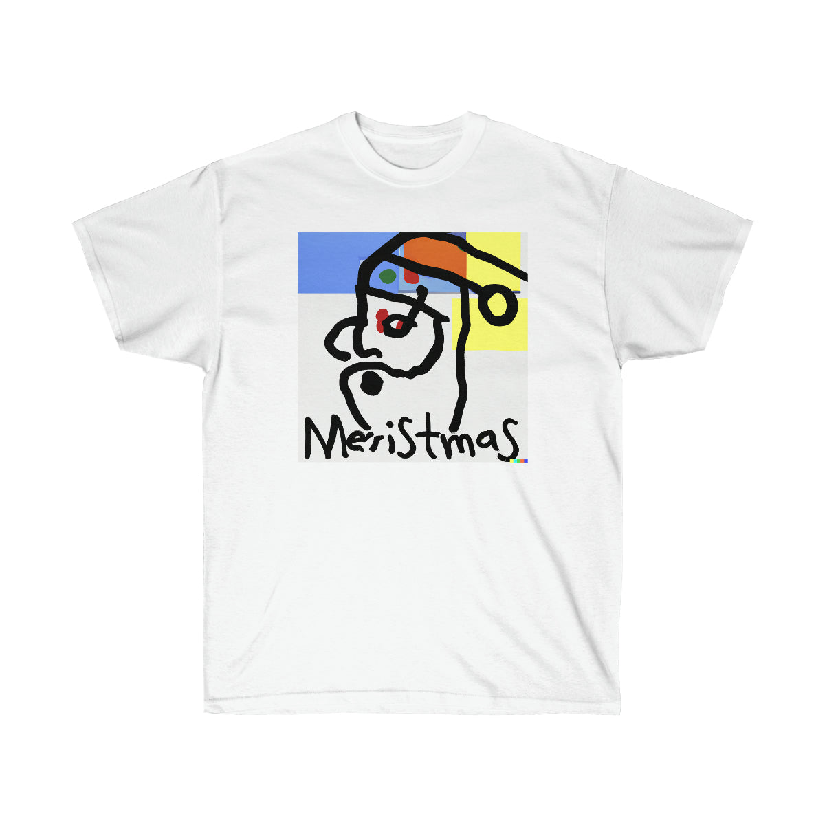 Picasso Style Cubist Santa Claus "Meristmas" - AI Art - Ultra Cotton Tee