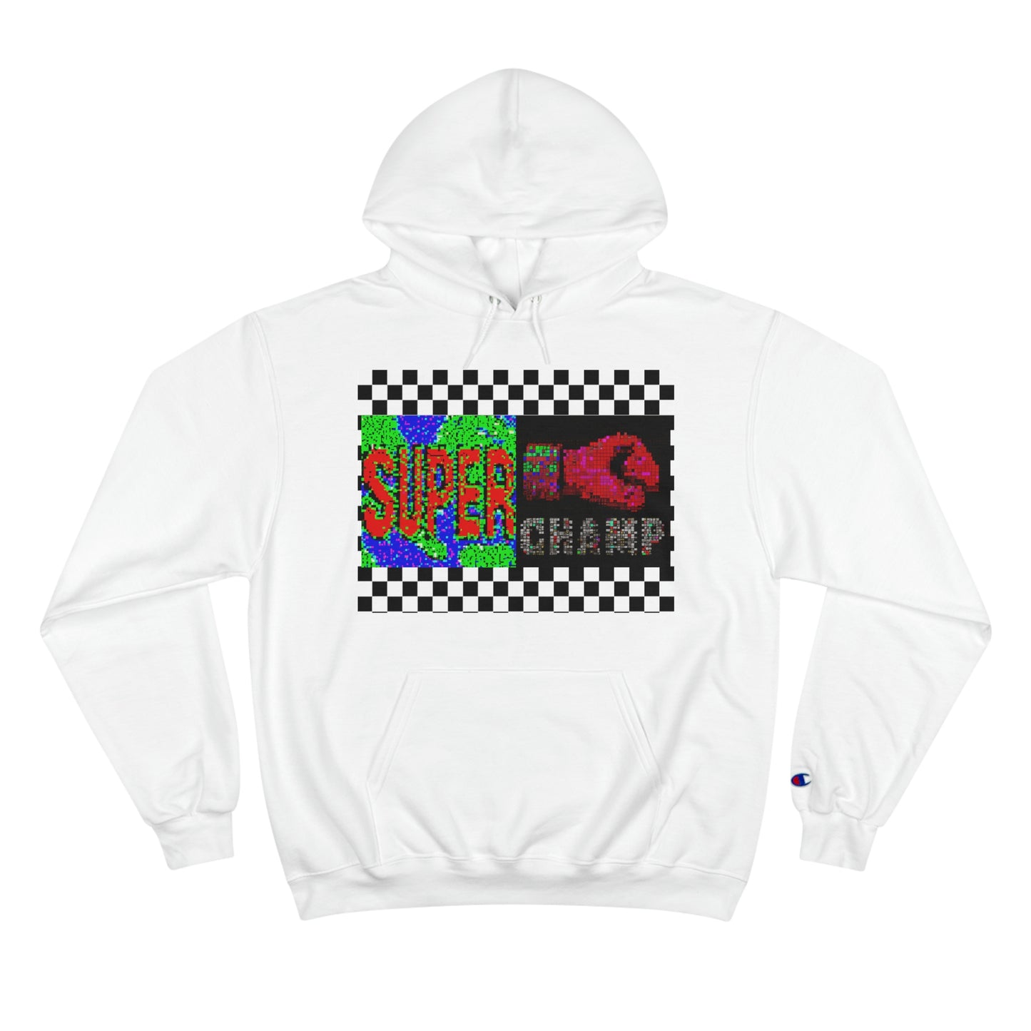 Checkered Flag (SUPER CHAMP Logo 3 8-bit) - Champion Hoodie