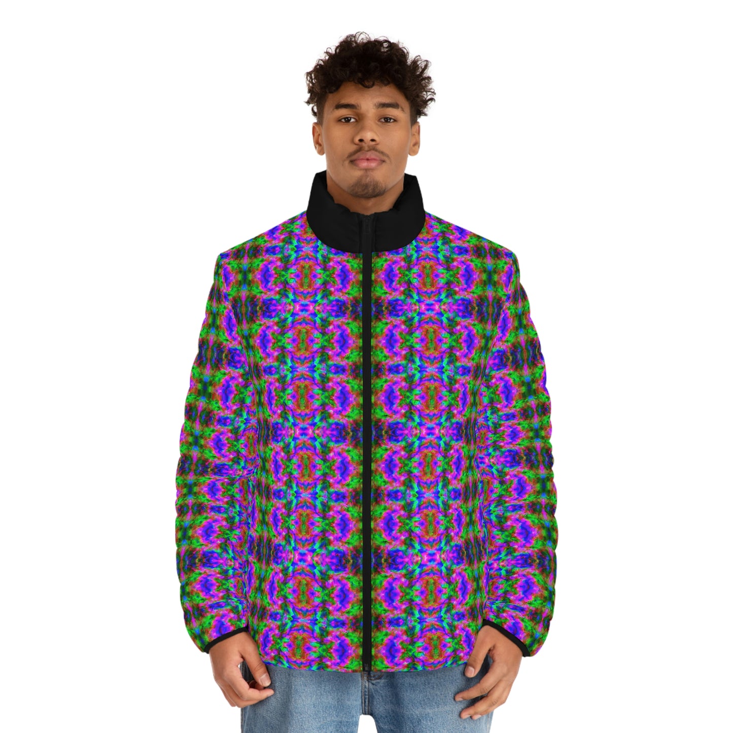 Hyperwave Tie-Dye 4 Spaceballer Jacket - AI Art - Men's Puffer Jacket