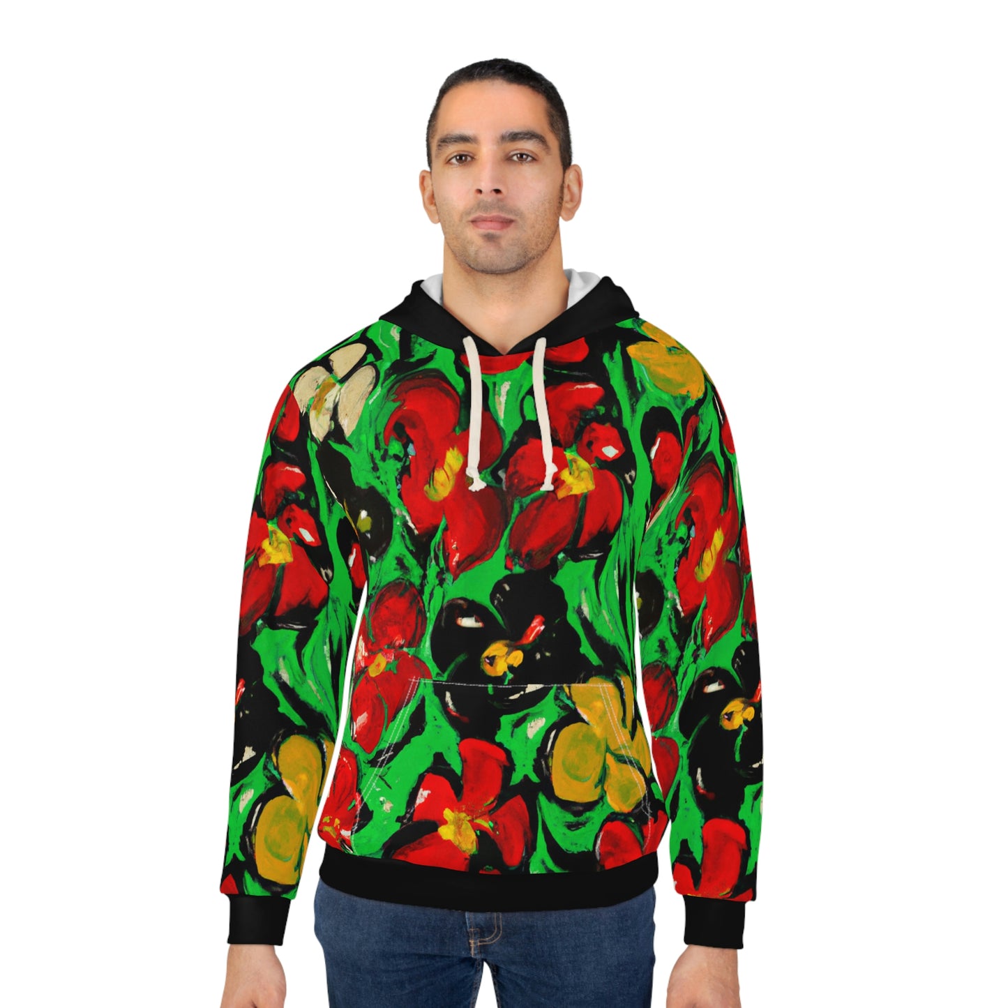 Floral Acrylic Paint 9 - AI Art - Pullover Hoodie