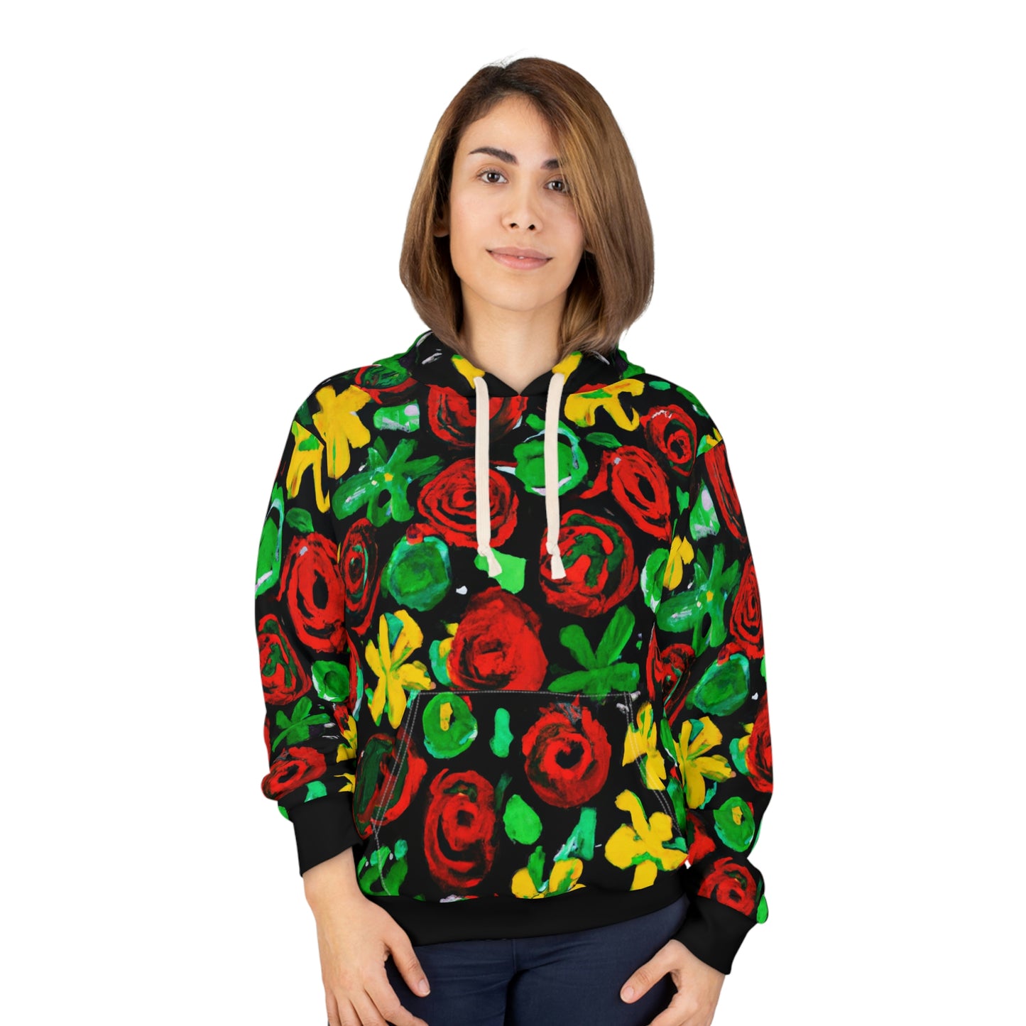 Paintbrush Floral Acrylic - AI Art - Pullover Hoodie