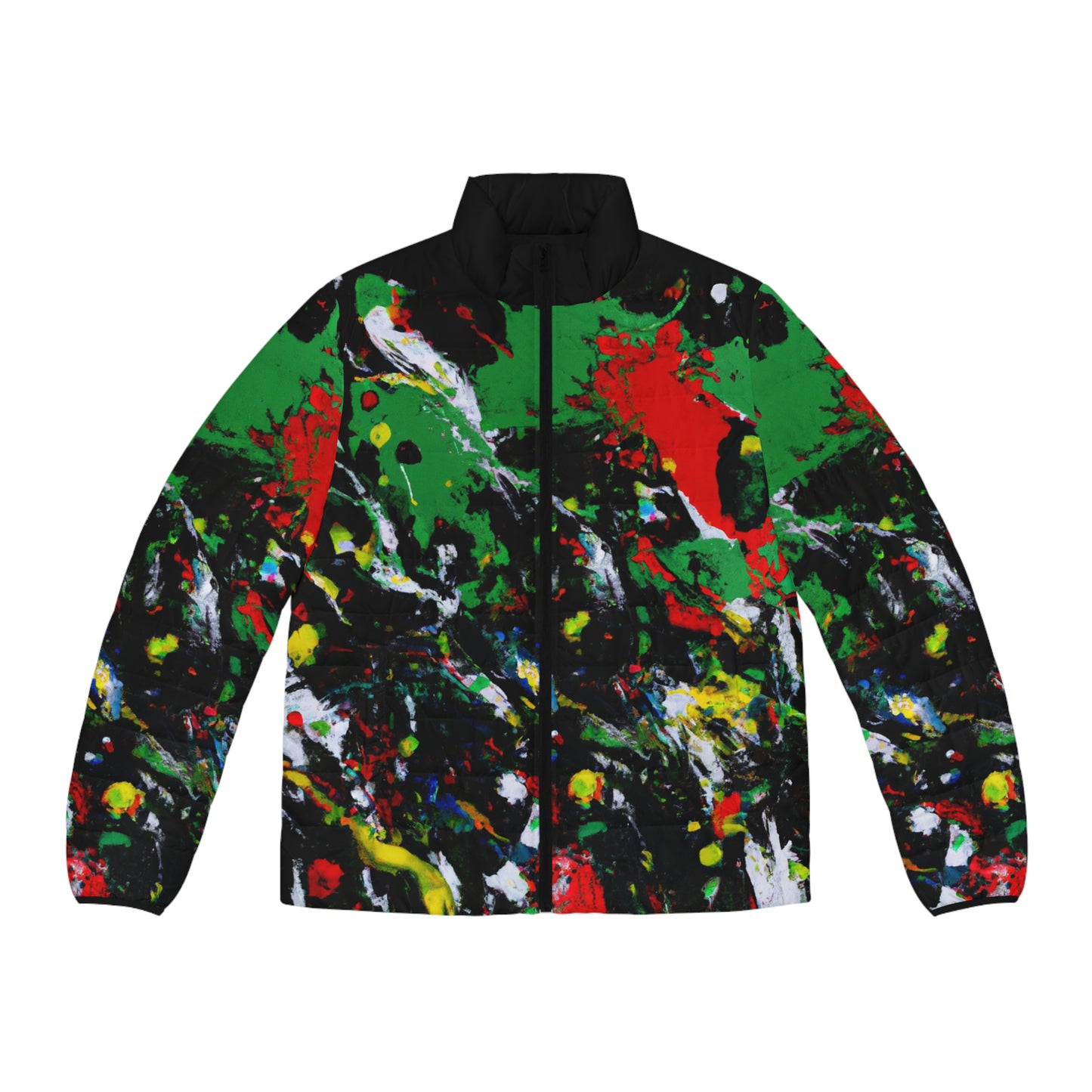 Rasta Acrylic Splatter Spaceballer Jacket - AI Art - Men's Puffer Jacket