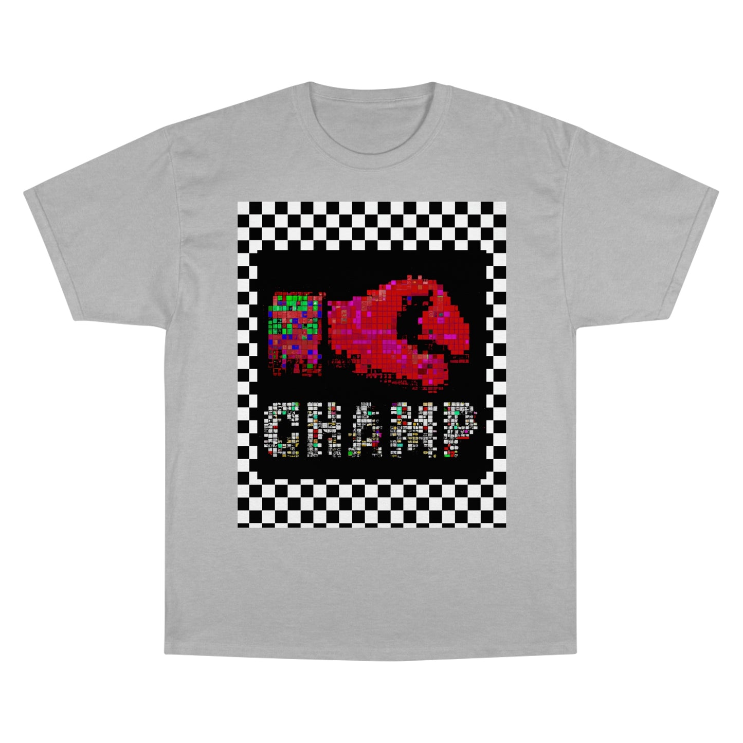 Checkered (CHAMP Logo 3 8-bit Boxing Glove) - Champion T-Shirt