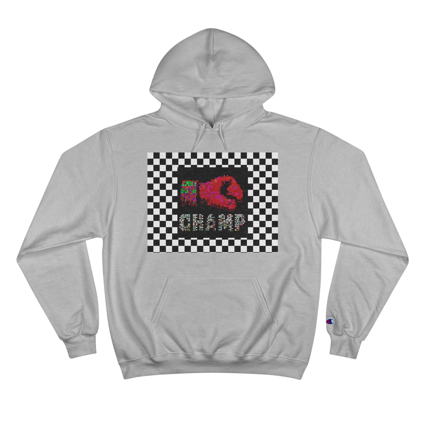 Checkered Flag (CHAMP Logo 3 8-bit Boxing Glove) - Champion Hoodie