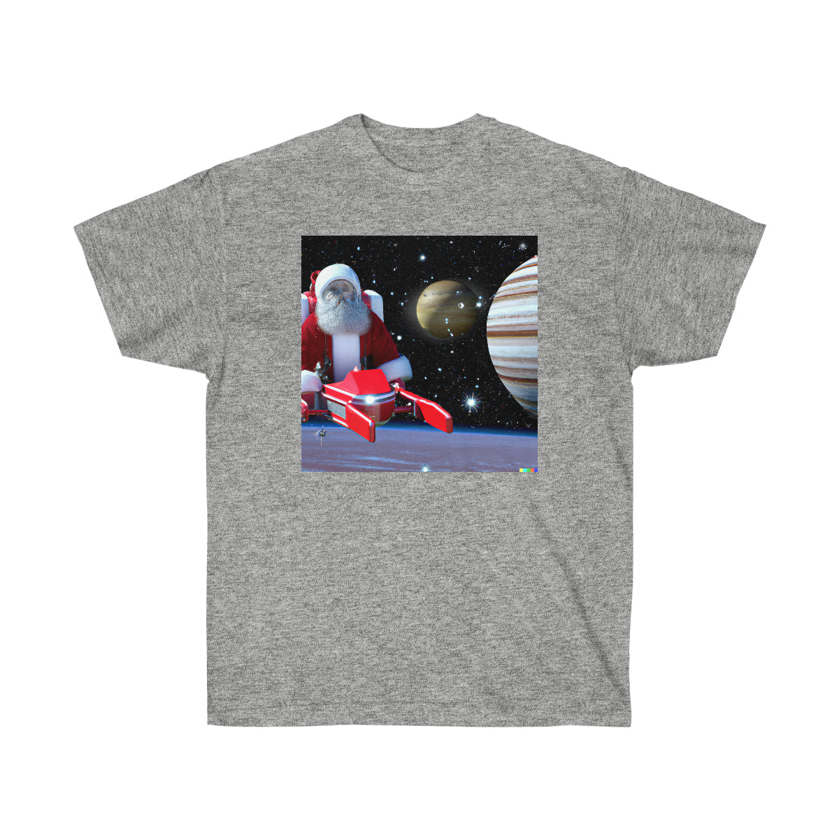 Santa Flying by Jupiter  - AI Art - Ultra Cotton Tee