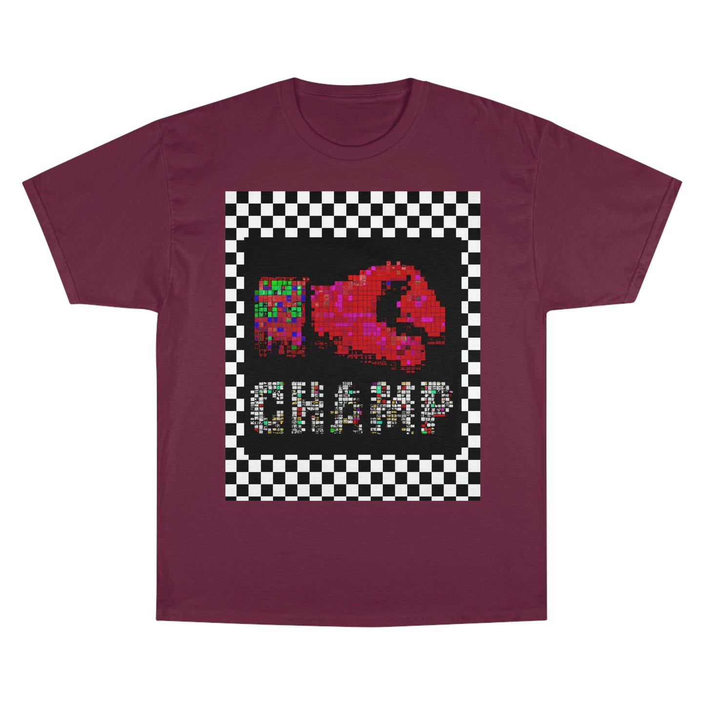 Checkered (CHAMP Logo 3 8-bit Boxing Glove) - Champion T-Shirt