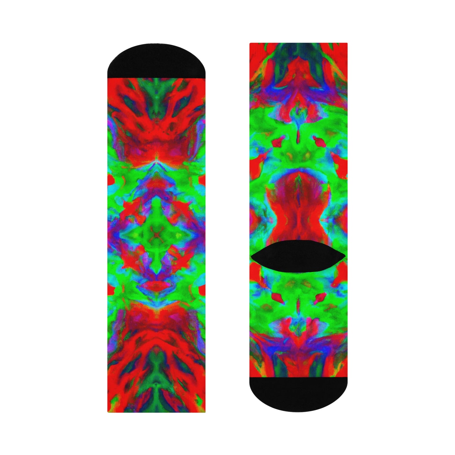 Hyperwave Tie-Dye 7 Alien Socks - AI Art - Crew Socks