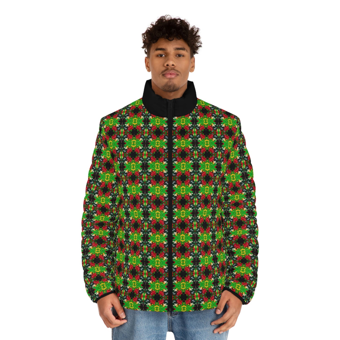 Rasta Kaleidescope 2 (Pattern) - AI Art - Men's Puffer Jacket