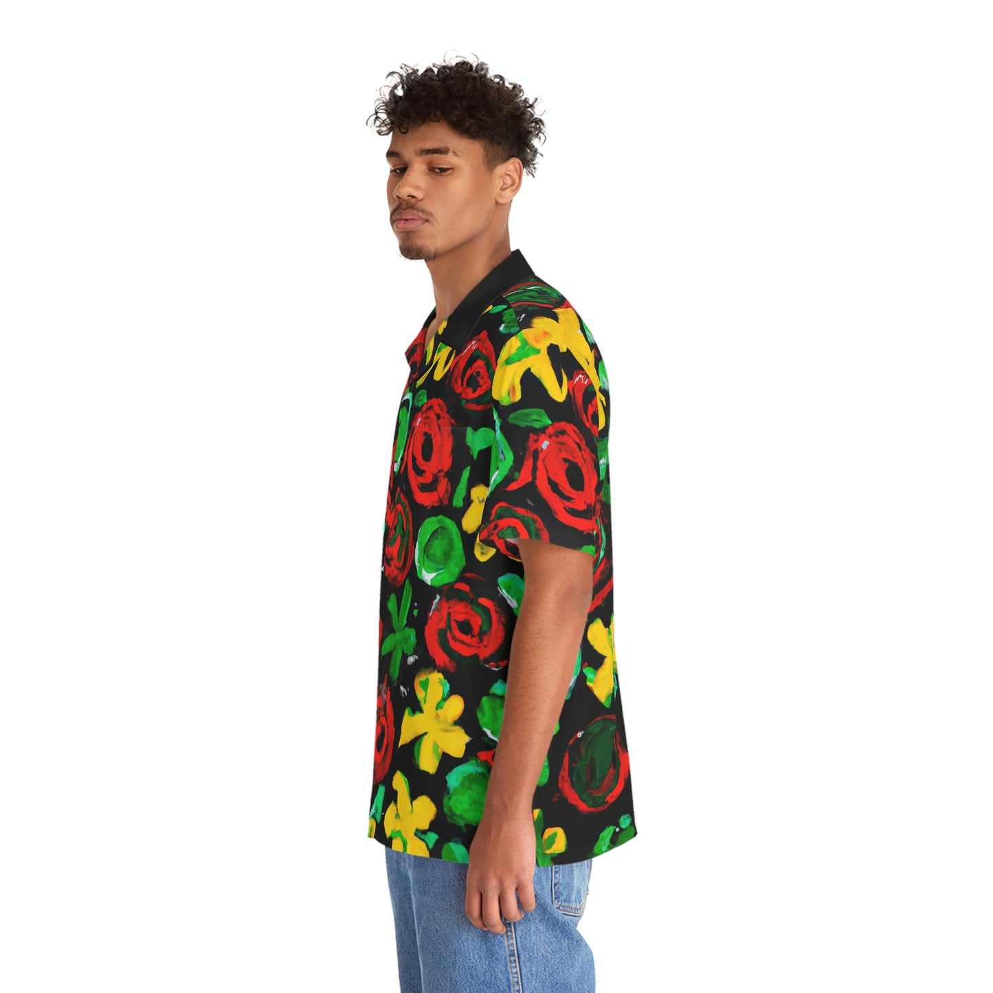 Paintbrush Floral Acrylic - AI Art - Men's Hawaiian Shirt