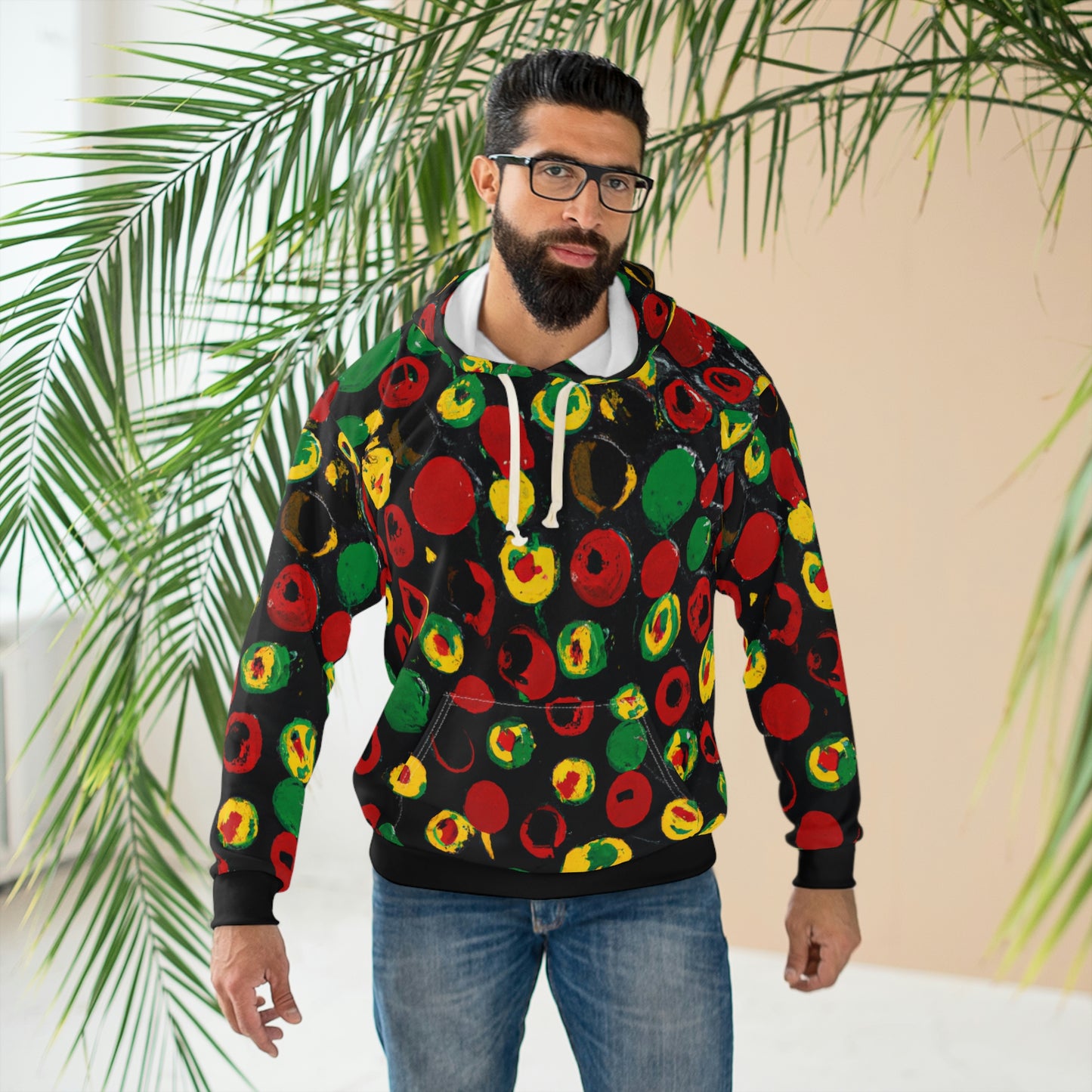 Rasta Polka Dot - AI Art - Pullover Hoodie