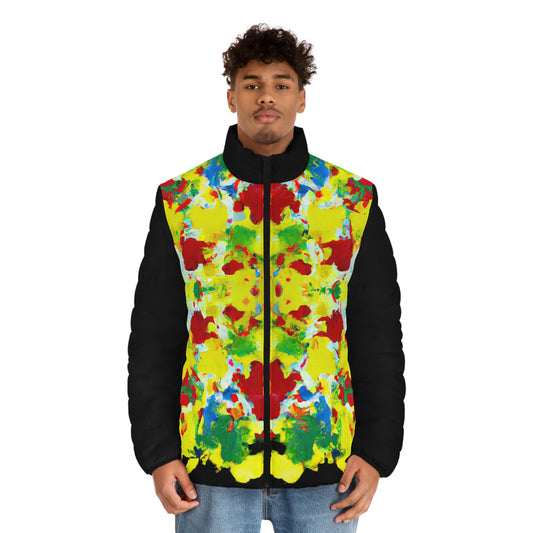 Rasta Acrylic Splatter XW 2 - AI Art - Men's Puffer Jacket