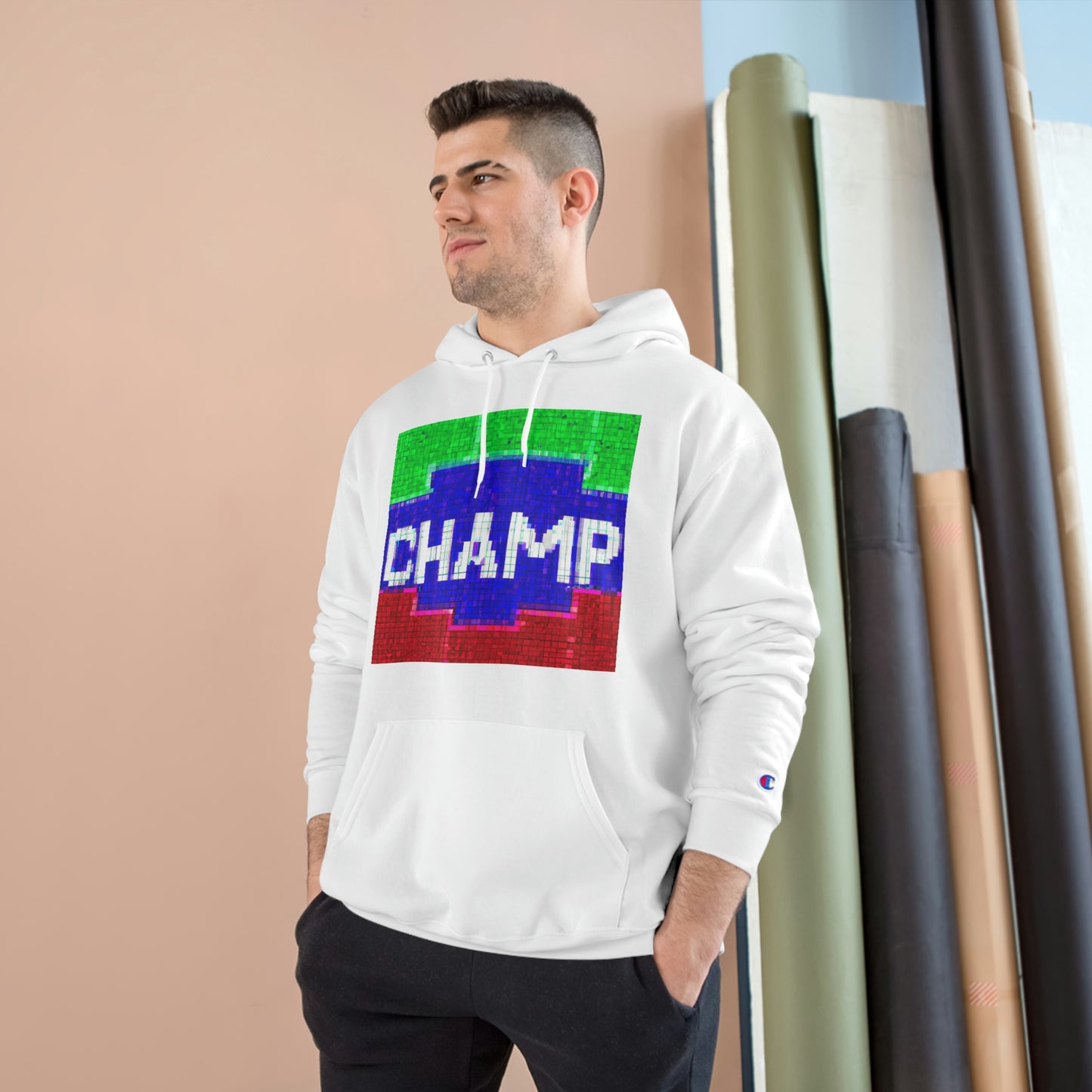 CHAMP (Alt Logo 1 Pixel Art) - AI Art - Champion Hoodie