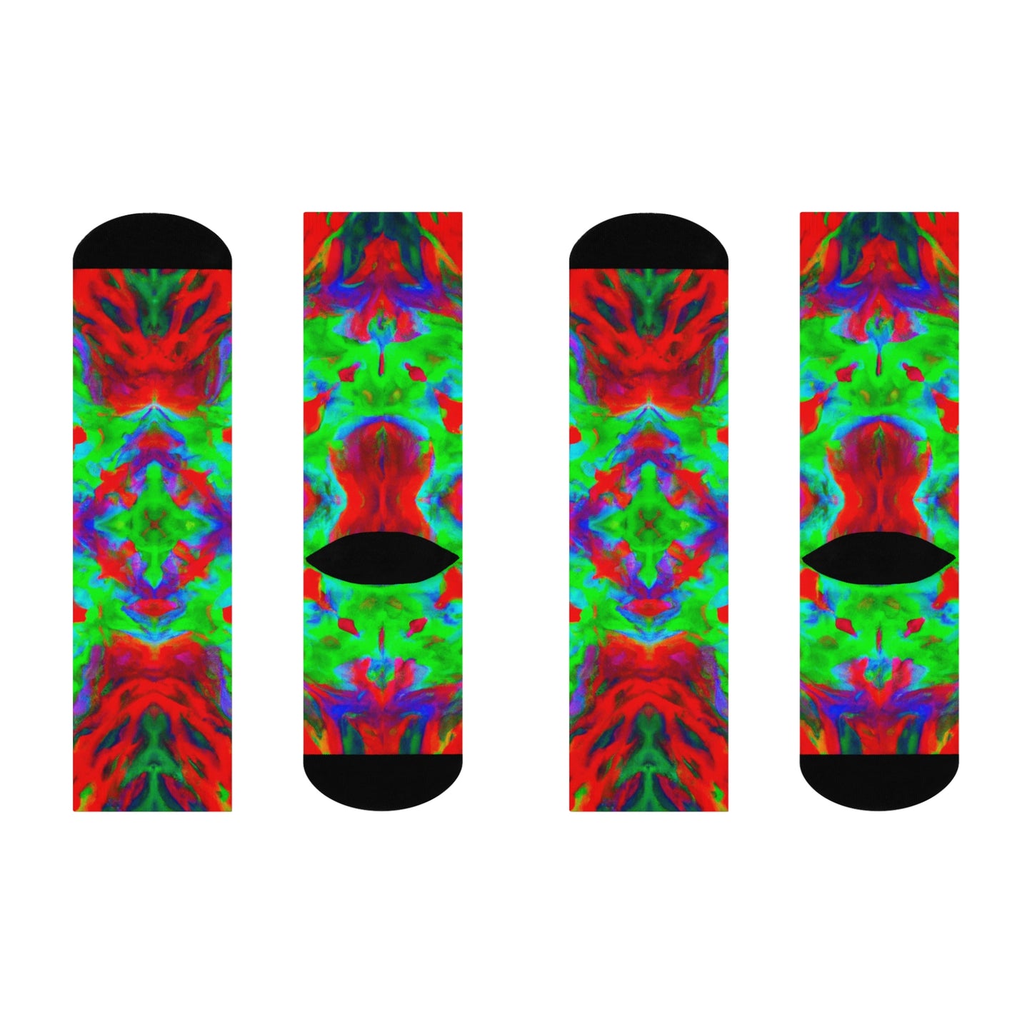 Hyperwave Tie-Dye 7 Alien Socks - AI Art - Crew Socks