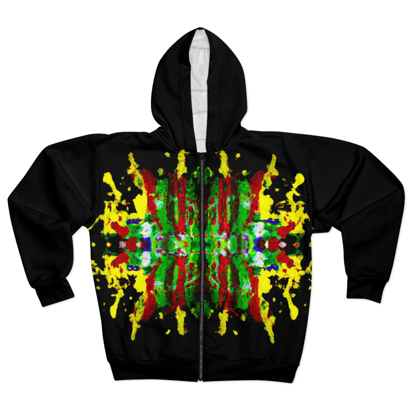 Rasta Acrylic Symmetry W - AI Art - Zip Hoodie