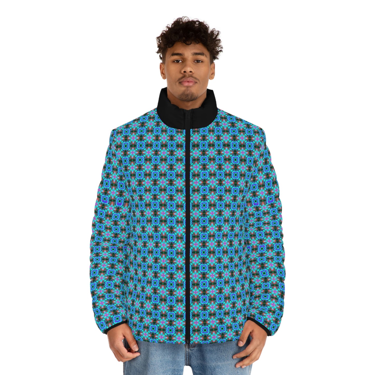 Hyperwave Fractal 1 Spaceballer Jacket - AI Art - Men's Puffer Jacket