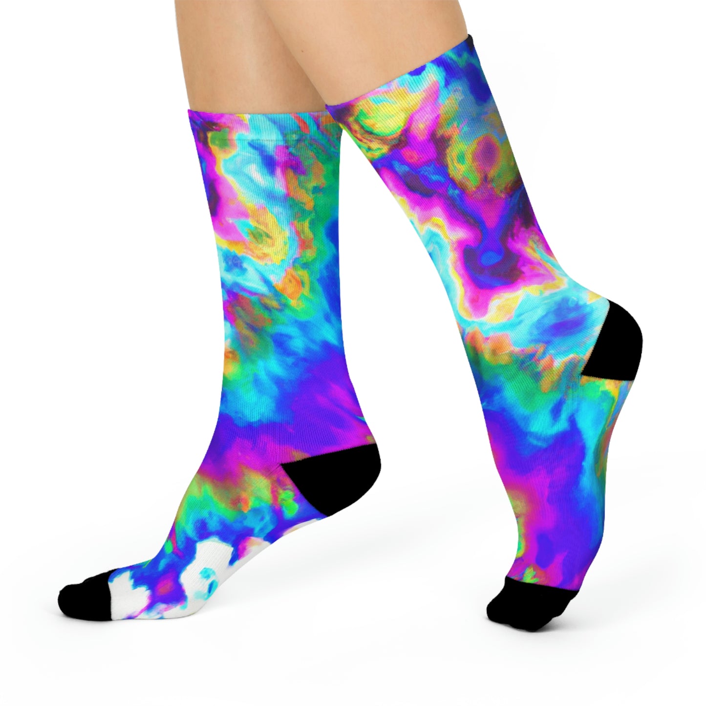 Hyperwave Tie-Dye 3 - AI Art - Crew Socks