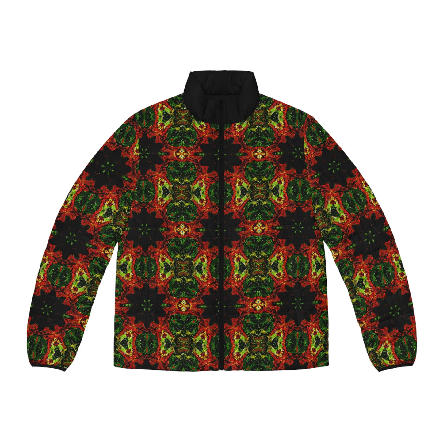 Rasta Blossom Pattern 1 Spaceballer Jacket - AI Art - Men's Puffer Jacket