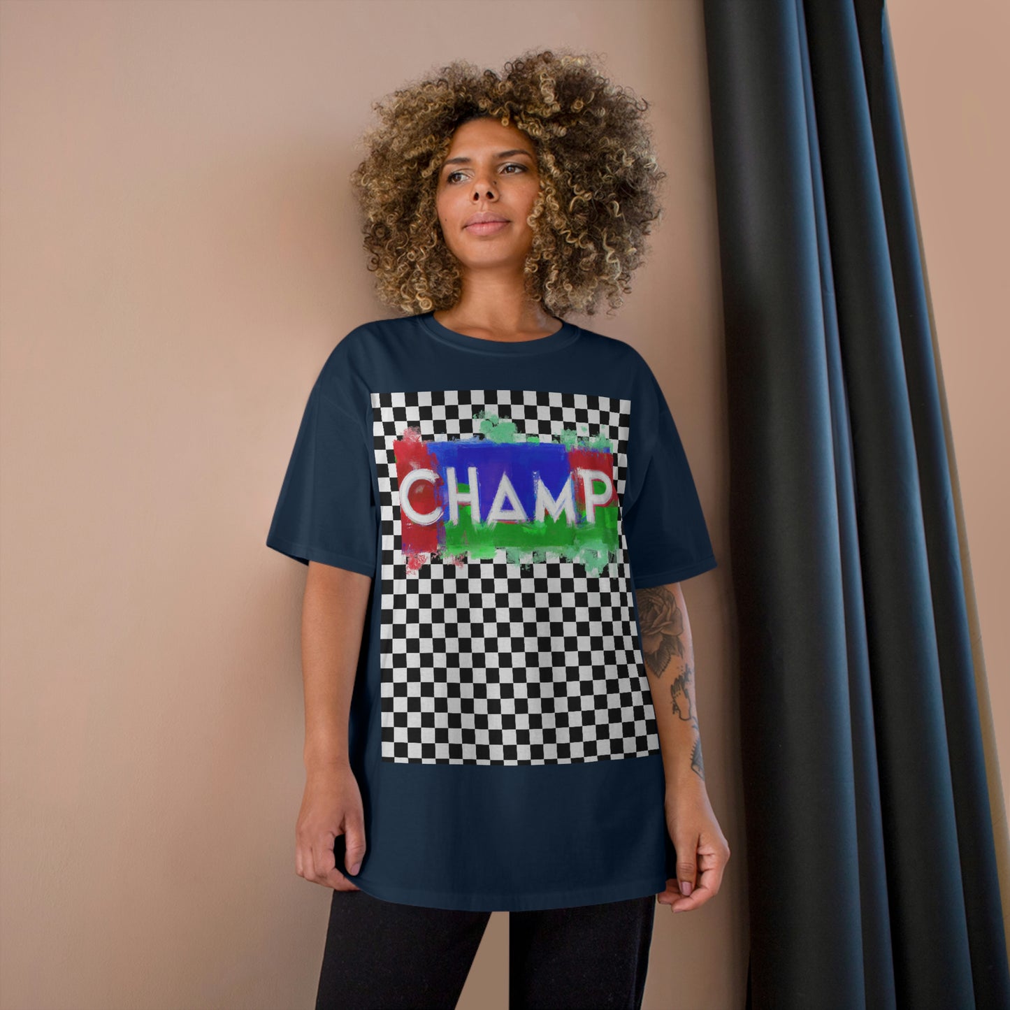 Checkered (CHAMP Logo 1) - Champion T-Shirt