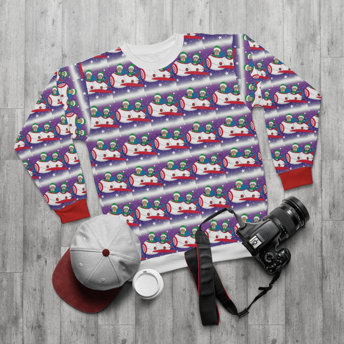 2 Elves in Spaceship - AI Art - Christmas and Holiday Sweatshirt