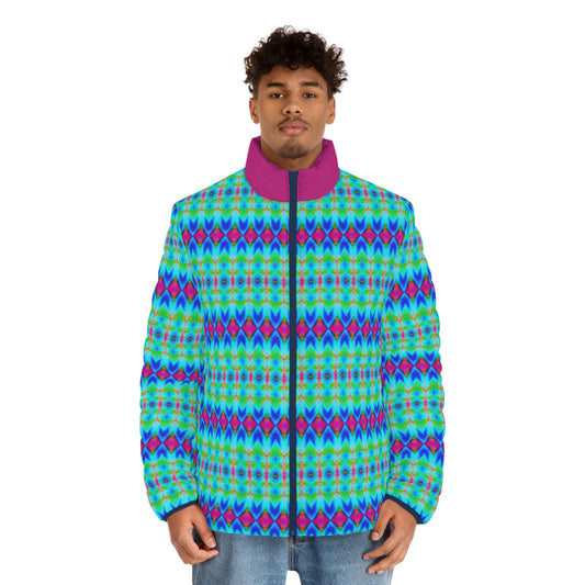 Hyperwave Argyle Spaceballer Jacket - AI Art - Men's Puffer Jacket