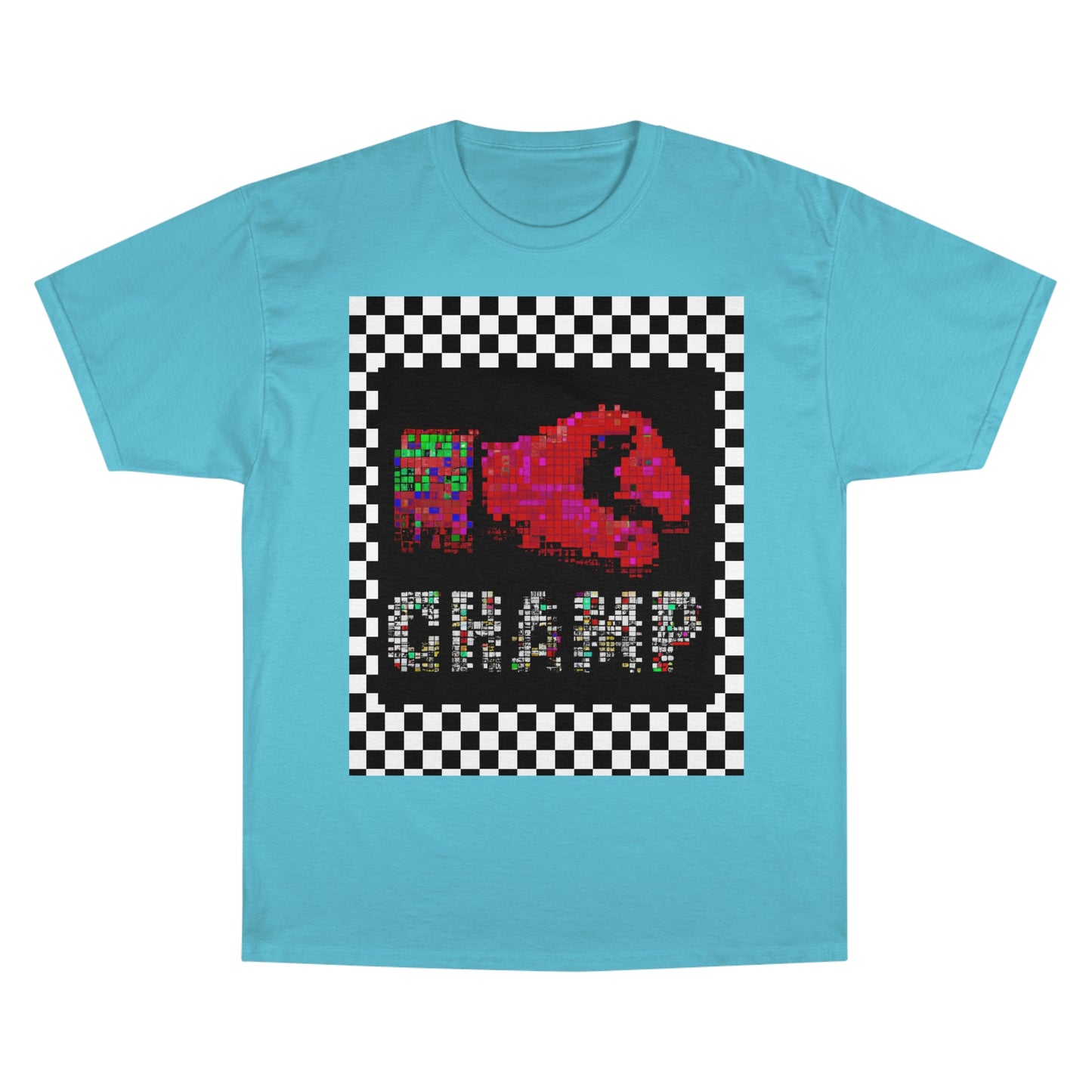 Checkered (CHAMP Logo 3 8-bit Boxing Glove) - Champion T-Shirt