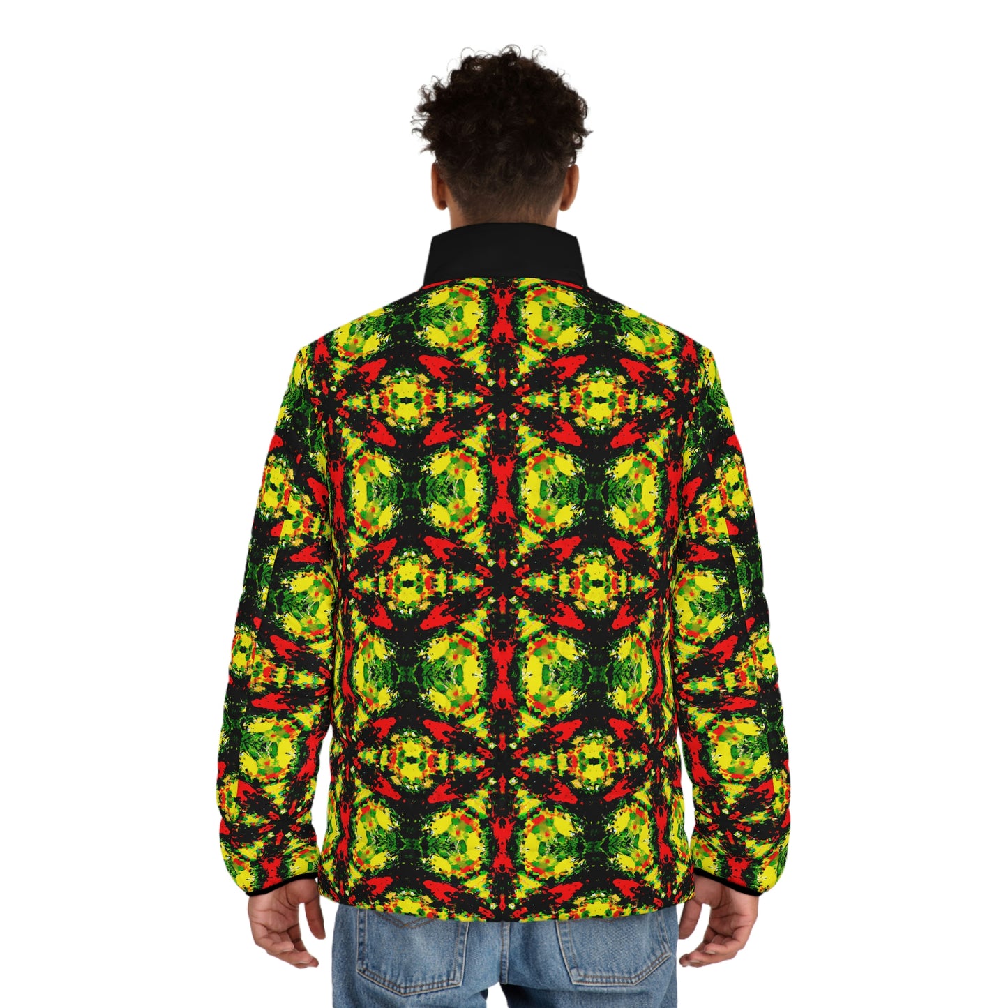 Rasta Star 2 - AI Art - Men's Puffer Jacket