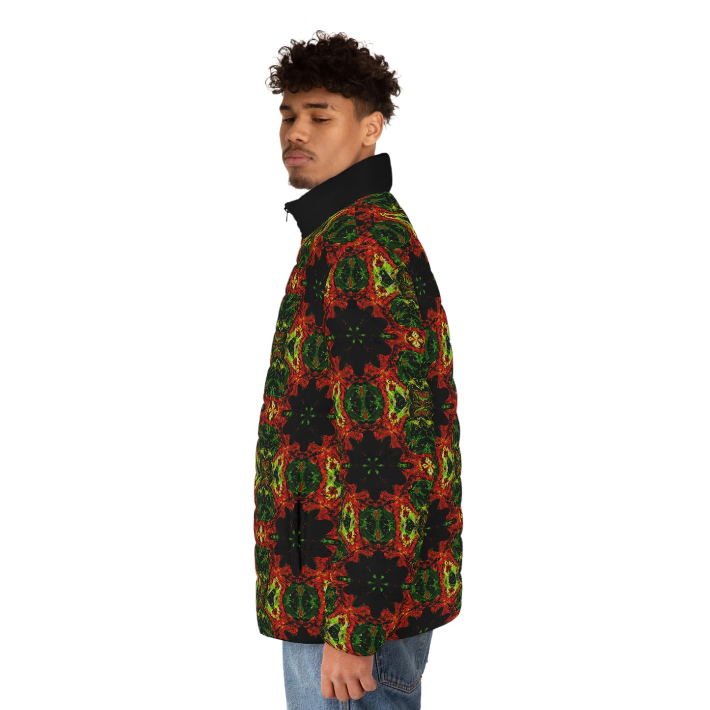 Rasta Blossom Pattern 1 Spaceballer Jacket - AI Art - Men's Puffer Jacket