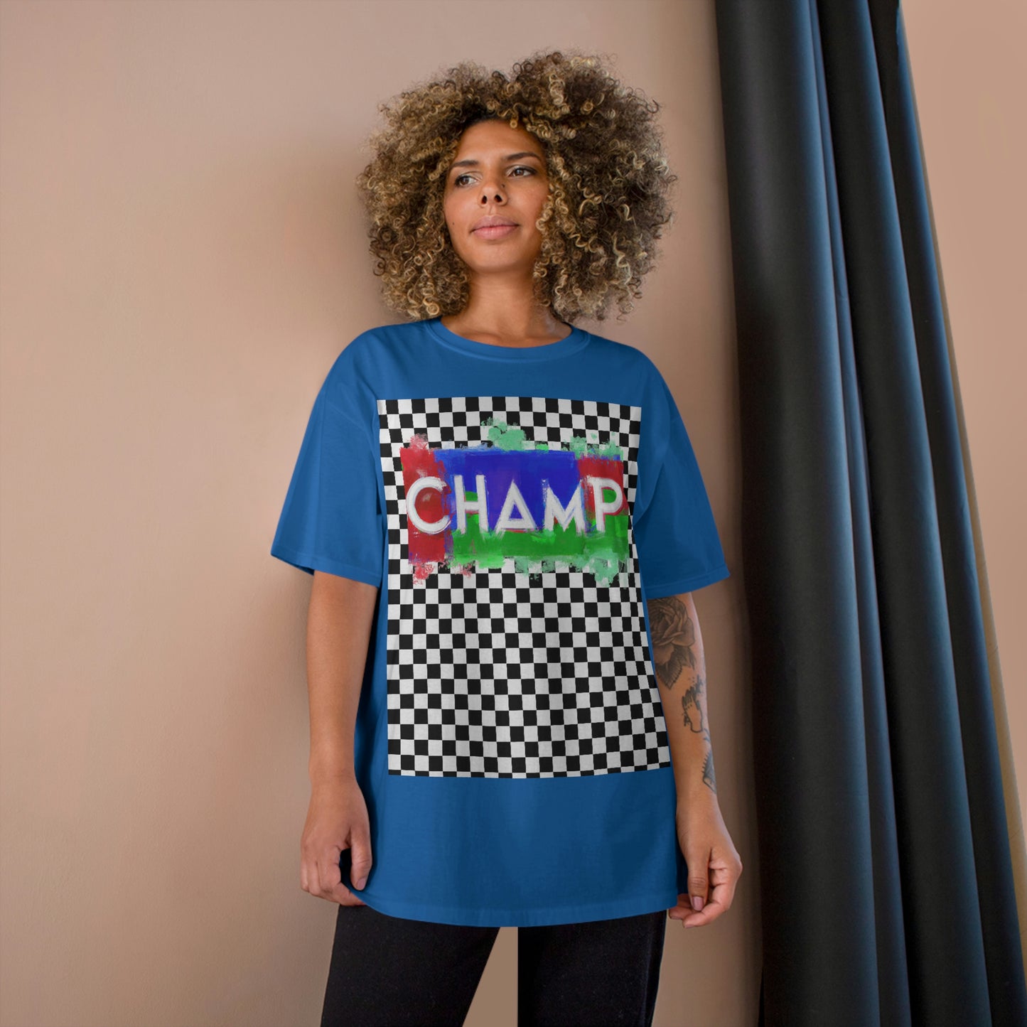 Checkered (CHAMP Logo 1) - Champion T-Shirt