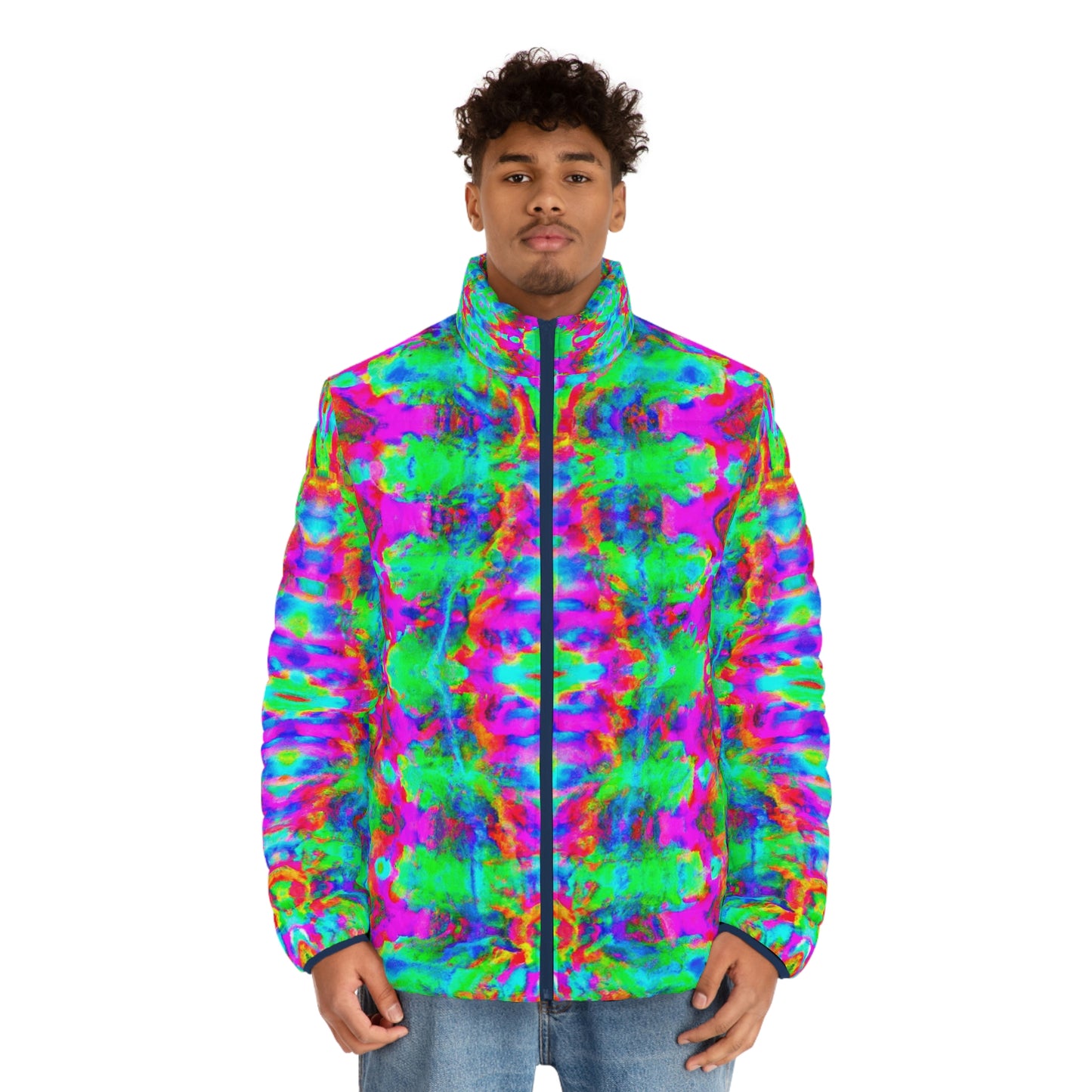 Hyperwave Tie-Dye 5 Spaceballer Jacket - AI Art - Men's Puffer Jacket