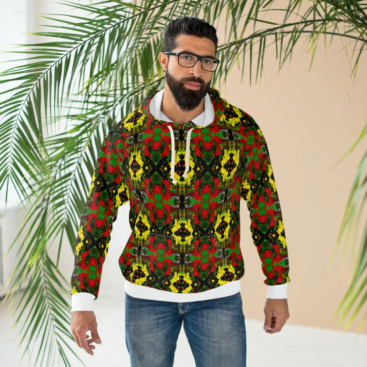 Rasta Kaleidescope Pattern 3  - AI Art - Pullover Hoodie