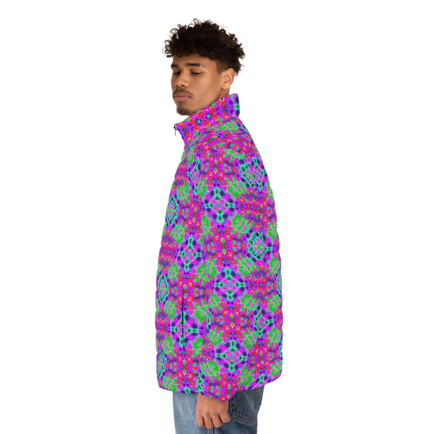 Hyperwave Fractal 5 Spaceballer Jacket - AI Art - Men's Puffer Jacket