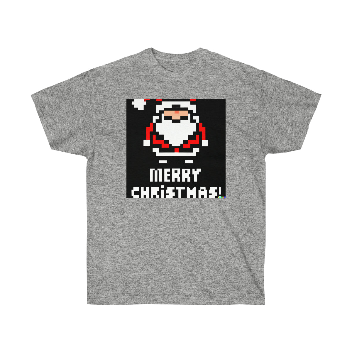 Santa Claus "MERRY CHRISTMAS" - AI 8-bit Pixel Art - Ultra Cotton Tee