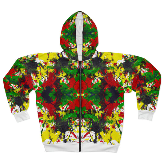 Rasta Acrylic Splatter 3 - AI Art - Zip Hoodie