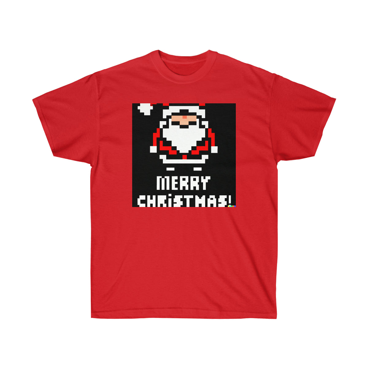 Santa Claus "MERRY CHRISTMAS" - AI 8-bit Pixel Art - Ultra Cotton Tee